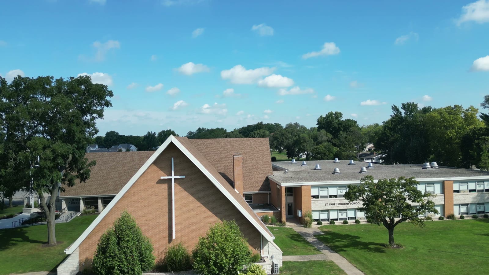 Campus and church exterior at St. Paul Lutheran School