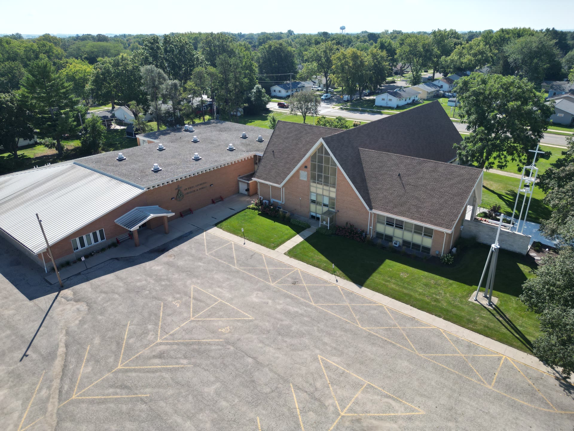Aerial view of the St. Paul Lutheran School campus in Rochelle